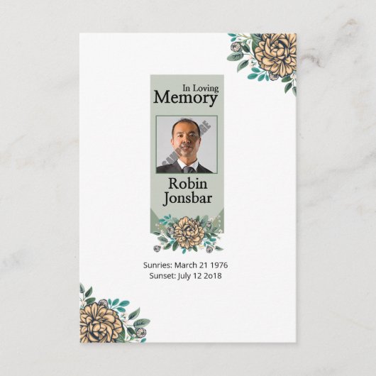 Printable Funeral Prayer Card Informatiekaartje (Voorkant)