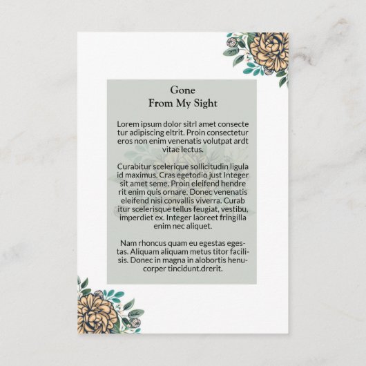 Printable Funeral Prayer Card Informatiekaartje (Achterkant)