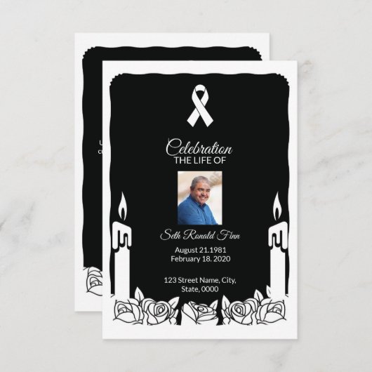 Printable Funeral Program Kaart (Voorkant / Achterkant)