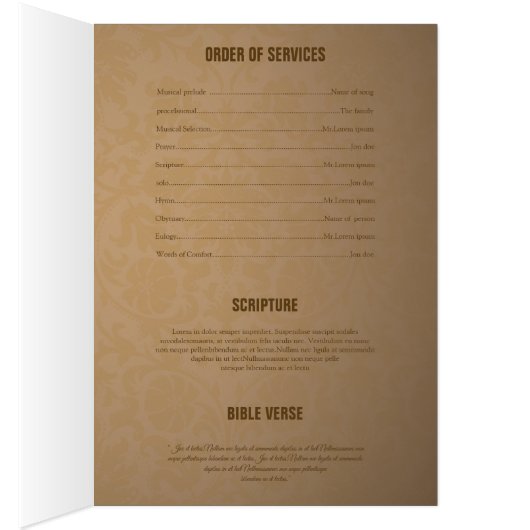 Printable Funeral Program Sjabloon (Binnen (Rechts))