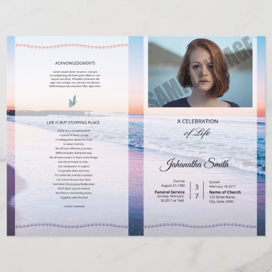 Printable Funeral Program sjabloon (Voorkant)