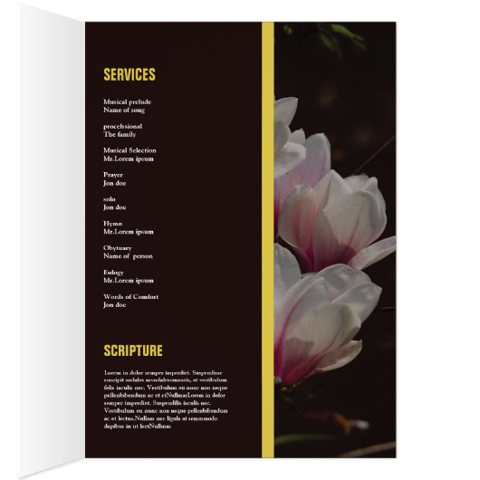 Printable Funeral Program Sjabloon (Binnen (Rechts))