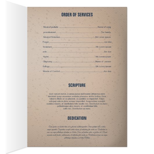 Printable Funeral Program Sjabloon (Binnen (Rechts))
