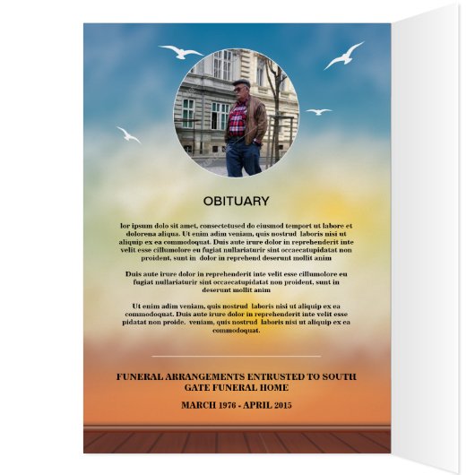 Printable Funeral Program Sjabloon (Binnen (Links))