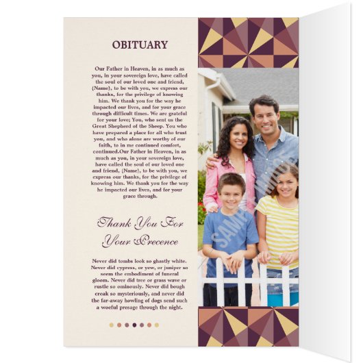 Printable Funeral Program Sjabloon (Binnen (Links))