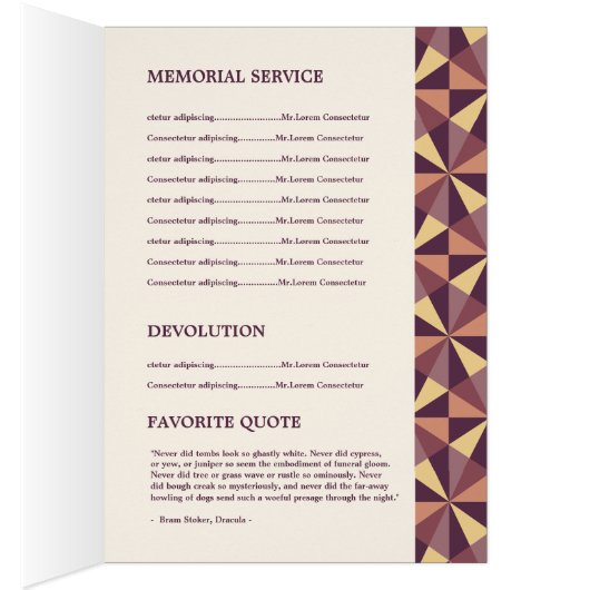Printable Funeral Program Sjabloon (Binnen (Rechts))