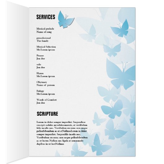 Printable Funeral Program Sjabloon (Binnen (Rechts))