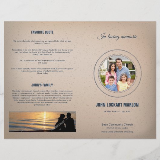 Printable Funeral Program Sjabloon Brochure (Voorkant)