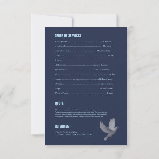 Printable Funeral Program Sjabloon Kaart (Achterkant)