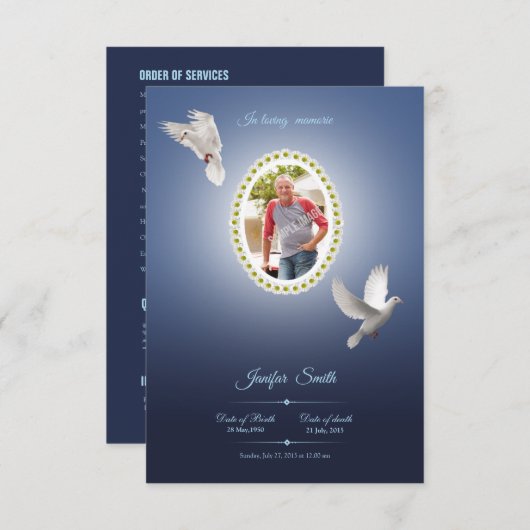 Printable Funeral Program Sjabloon Kaart (Voorkant / Achterkant)