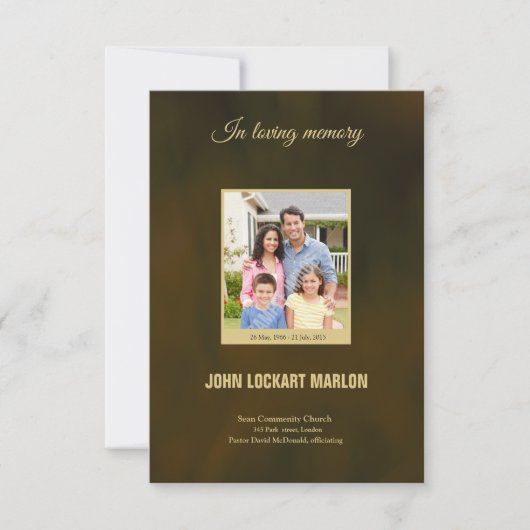 Printable Funeral Program Sjabloon Kaart (Voorkant)