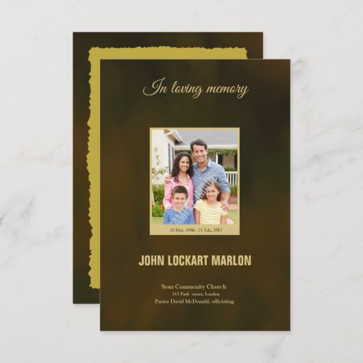 Printable Funeral Program Sjabloon Kaart (Voorkant / Achterkant)