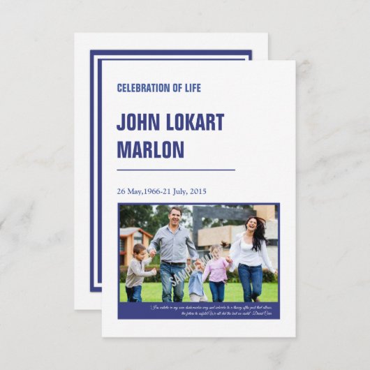 Printable Funeral Program Sjabloon Kaart (Voorkant / Achterkant)