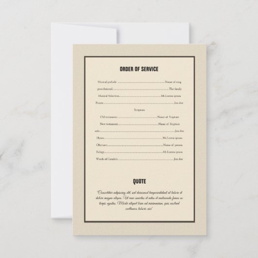 Printable Funeral Program Sjabloon Kaart (Achterkant)