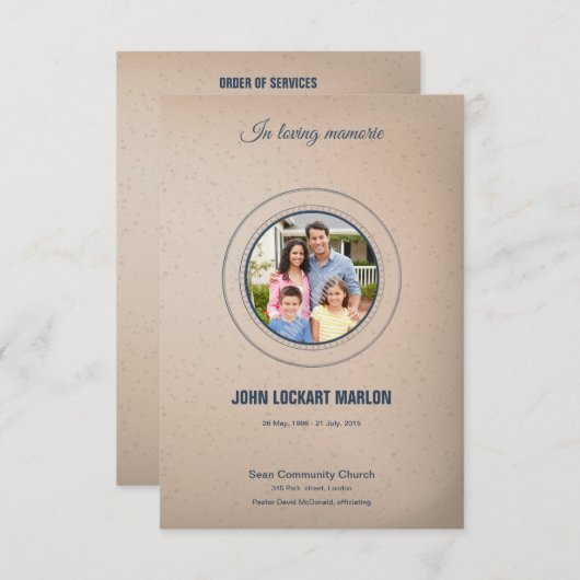 Printable Funeral Program Sjabloon Kaart (Voorkant / Achterkant)