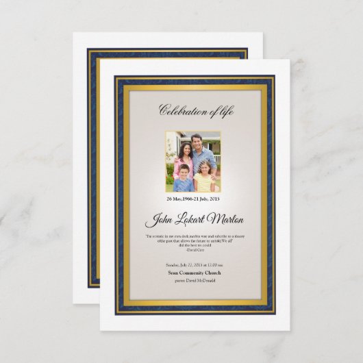 Printable Funeral Program Sjabloon Kaart (Voorkant / Achterkant)