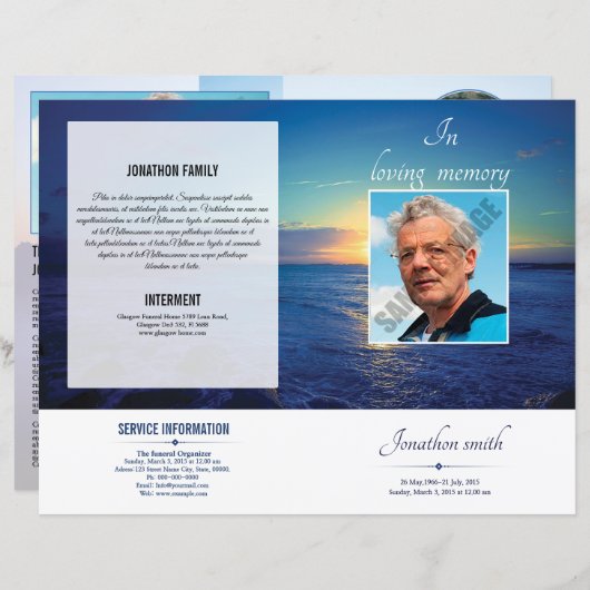 Printable Funeral Program Template (Voorkant / Achterkant)