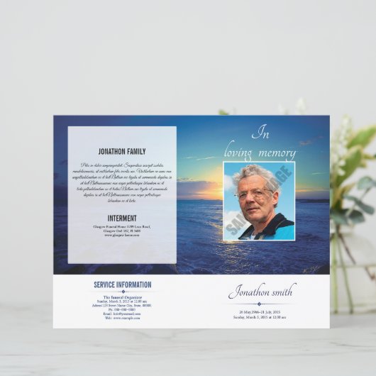 Printable Funeral Program Template (Staand voorkant)