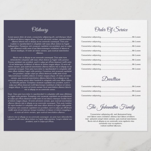 Printable Funeral Program Template (Achterkant)