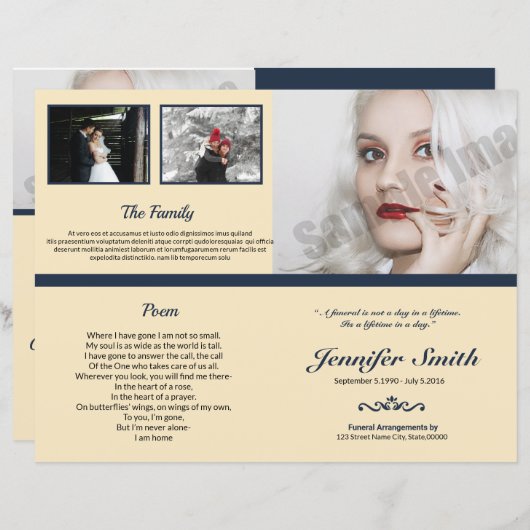 Printable Funeral Program Template (Voorkant / Achterkant)