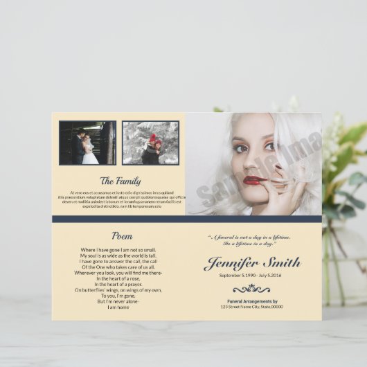 Printable Funeral Program Template (Staand voorkant)