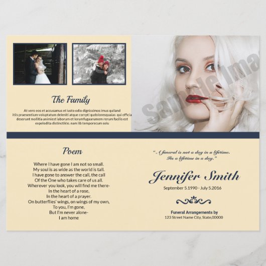 Printable Funeral Program Template (Voorkant)