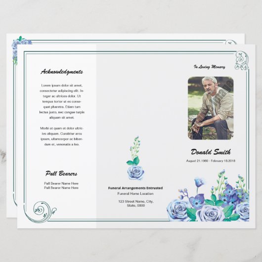 Printable Funeral Program Template (Voorkant / Achterkant)