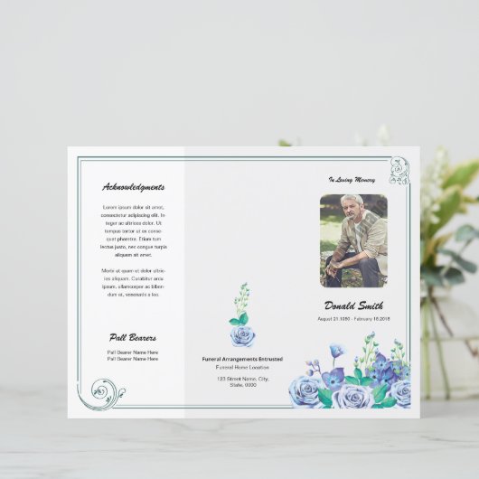 Printable Funeral Program Template (Staand voorkant)