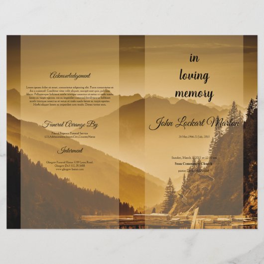 Printable Funeral Program Template Flyer (Voorkant)