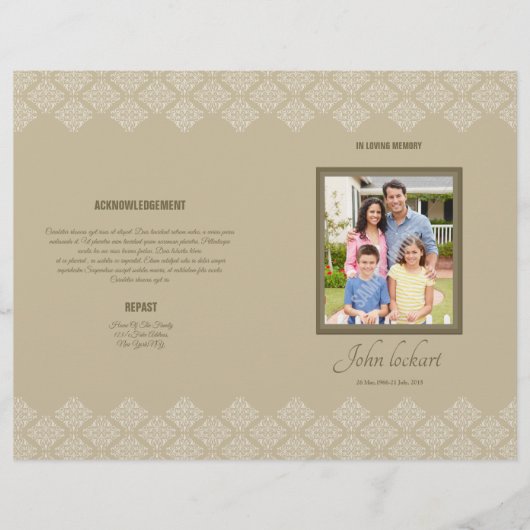 Printable Funeral Program Template Flyer (Voorkant)