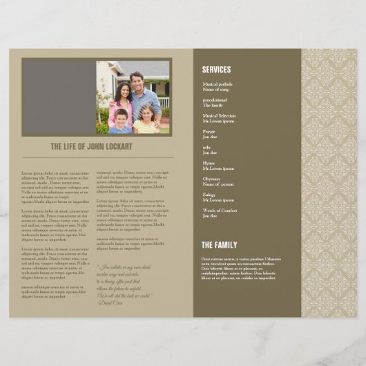 Printable Funeral Program Template Flyer (Achterkant)