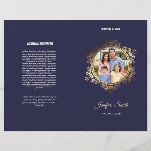 Printable Funeral Program Template Flyer (Voorkant)