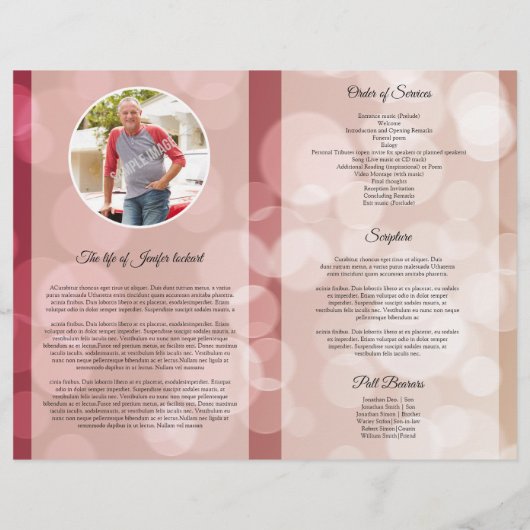 Printable Funeral Program Template Flyer (Achterkant)