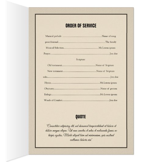 Printable Funeral Sjabloon (Binnen (Rechts))