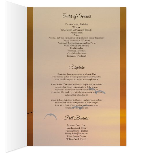 Printable Funeral Sjabloon (Binnen (Rechts))