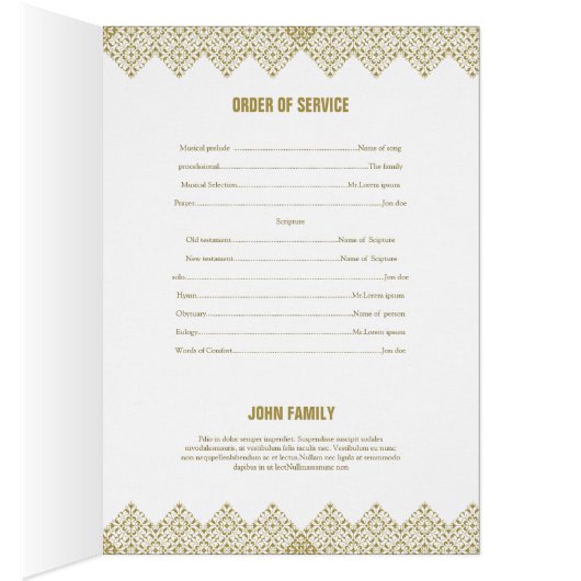 Printable Funeral Sjabloon (Binnen (Rechts))