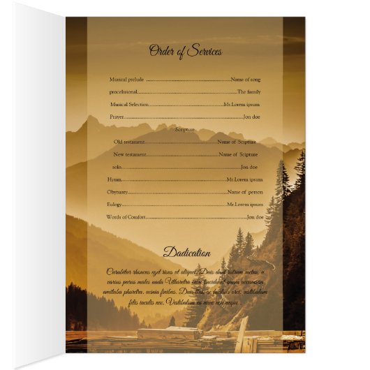 Printable Funeral Sjabloon Brochure (Binnen (Rechts))