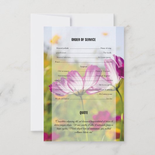 Printable Funeral Sjabloon Kaart (Achterkant)