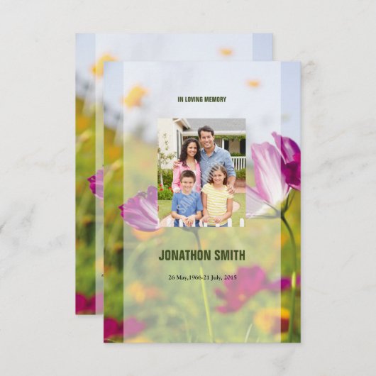 Printable Funeral Sjabloon Kaart (Voorkant / Achterkant)