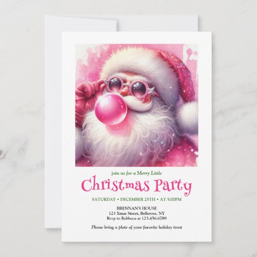 Printable Funny Santa Sunglasses Christmas Invite Kaart (Voorkant)