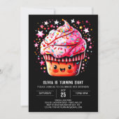 Printable Girly Chocolade Muffin Meisje Verjaardag Kaart (Voorkant)