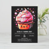 Printable Girly Chocolade Muffin Meisje Verjaardag Kaart (Staand voorkant)
