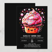 Printable Girly Chocolade Muffin Meisje Verjaardag Kaart (Voorkant / Achterkant)