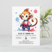 Printable Happy Monkey Verjaardag Kaart (Staand voorkant)