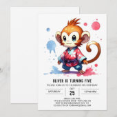 Printable Happy Monkey Verjaardag Kaart (Voorkant / Achterkant)