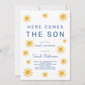 Printable Here Comes The Son Baby Shower Kaart (Voorkant)