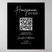Printable Honeymoon Fund Sign QR Code Black Poster (Voorkant)