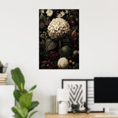 Printable Hydrangea Wall Art, Antique Dark Poster (Thuiskantoor)
