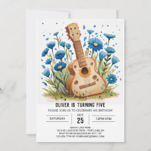 Printable Kinderen Guitar Boy Verjaardag Kaart