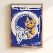 Printable Laundry Wall Art Funny Poster Cat in Was
